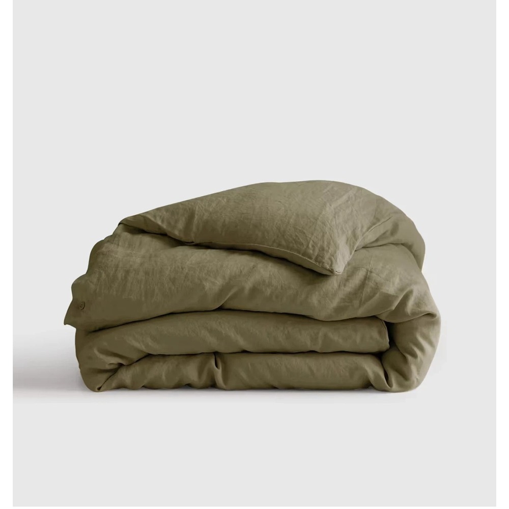 Quince European Linen Duvet Cover Full/Queen Size Aloe Green DUVET COVER ONLY